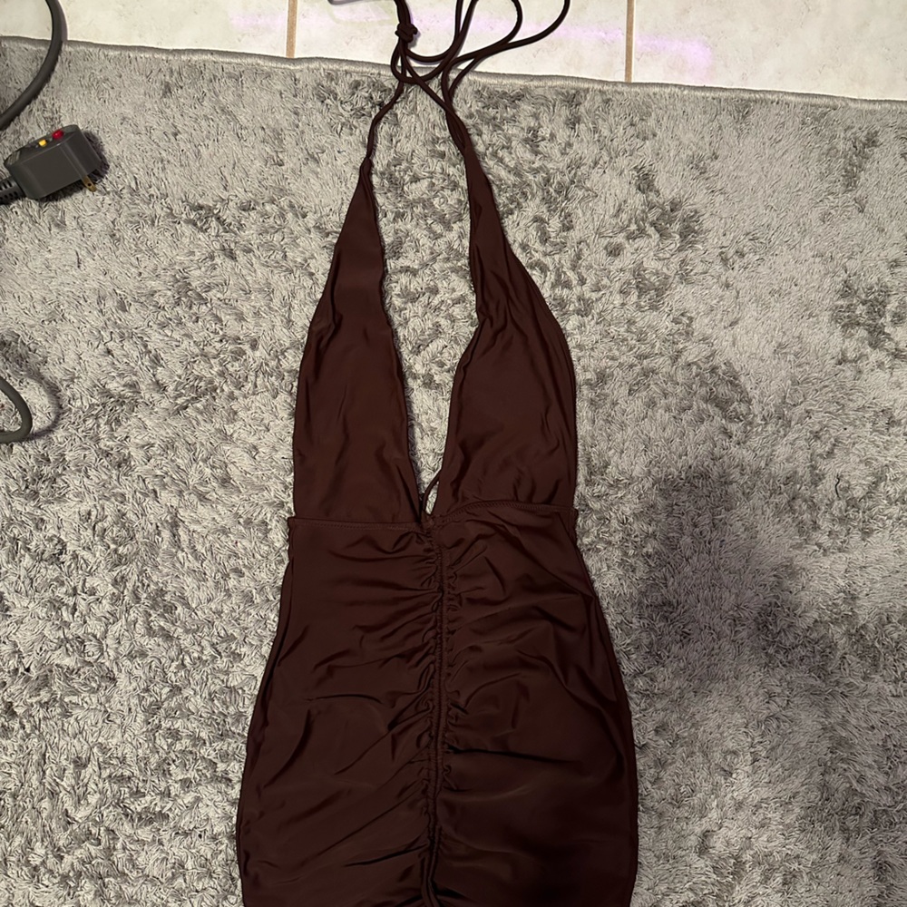 Backless, V neck dress